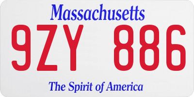 MA license plate 9ZY886