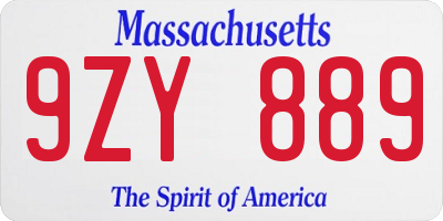 MA license plate 9ZY889