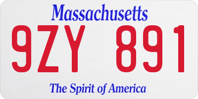 MA license plate 9ZY891