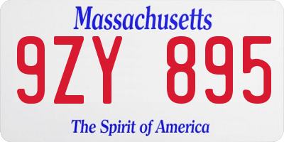 MA license plate 9ZY895