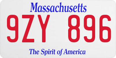 MA license plate 9ZY896