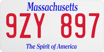 MA license plate 9ZY897