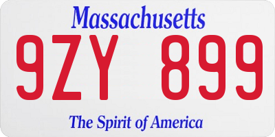 MA license plate 9ZY899