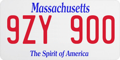 MA license plate 9ZY900