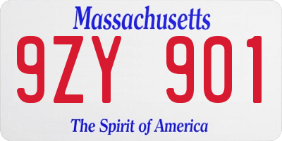 MA license plate 9ZY901