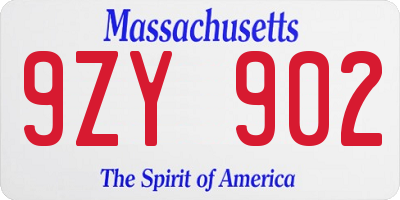 MA license plate 9ZY902