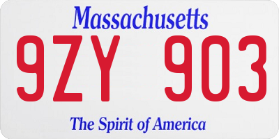 MA license plate 9ZY903