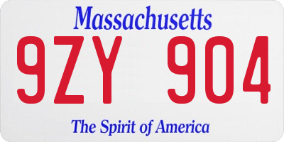 MA license plate 9ZY904