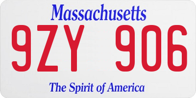 MA license plate 9ZY906