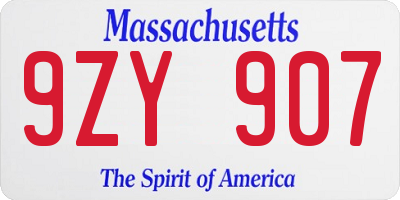 MA license plate 9ZY907