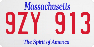 MA license plate 9ZY913