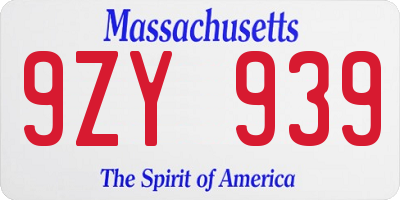 MA license plate 9ZY939