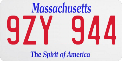 MA license plate 9ZY944