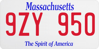 MA license plate 9ZY950