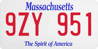 MA license plate 9ZY951