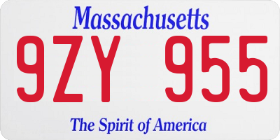 MA license plate 9ZY955