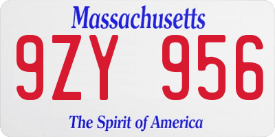 MA license plate 9ZY956