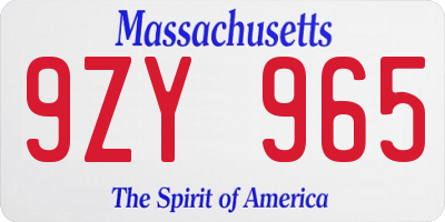 MA license plate 9ZY965