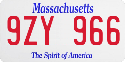 MA license plate 9ZY966