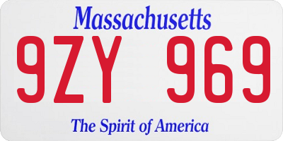 MA license plate 9ZY969