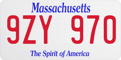 MA license plate 9ZY970