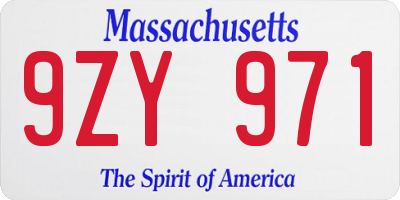 MA license plate 9ZY971