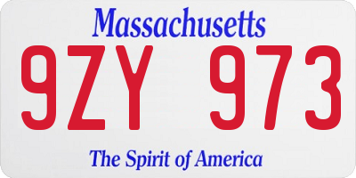 MA license plate 9ZY973