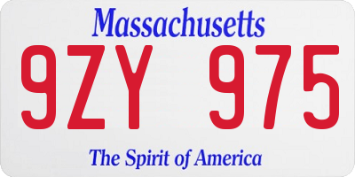 MA license plate 9ZY975