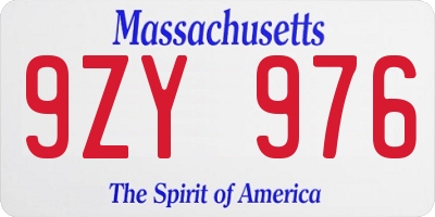 MA license plate 9ZY976