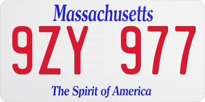 MA license plate 9ZY977