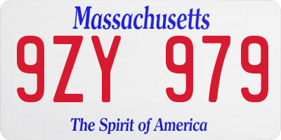 MA license plate 9ZY979