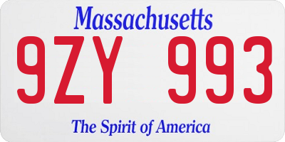 MA license plate 9ZY993