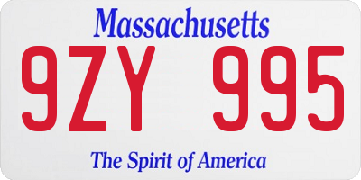 MA license plate 9ZY995