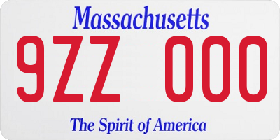 MA license plate 9ZZ000