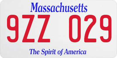 MA license plate 9ZZ029