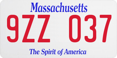 MA license plate 9ZZ037