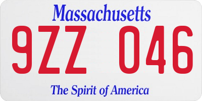 MA license plate 9ZZ046