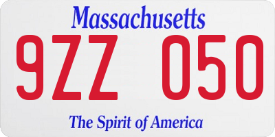 MA license plate 9ZZ050