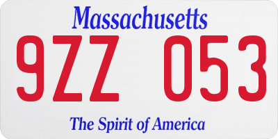 MA license plate 9ZZ053