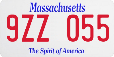 MA license plate 9ZZ055