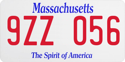 MA license plate 9ZZ056