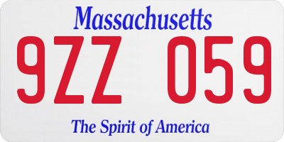 MA license plate 9ZZ059