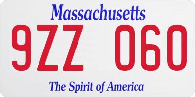 MA license plate 9ZZ060