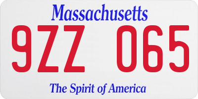 MA license plate 9ZZ065