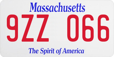 MA license plate 9ZZ066