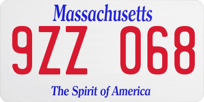 MA license plate 9ZZ068