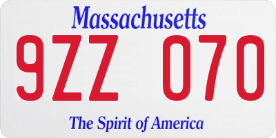 MA license plate 9ZZ070