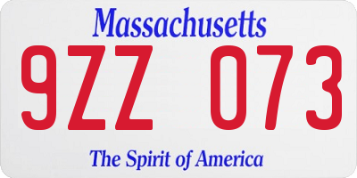 MA license plate 9ZZ073