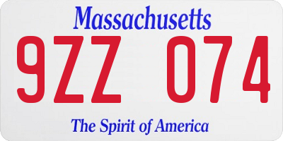 MA license plate 9ZZ074