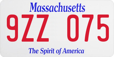 MA license plate 9ZZ075